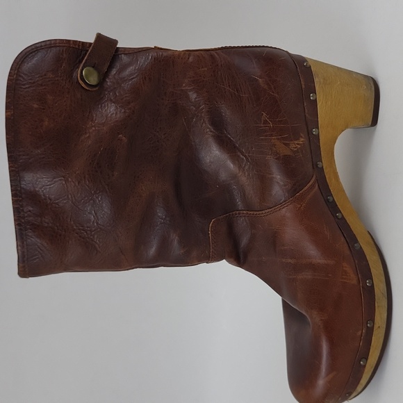 UGG Fold Over Shearling Leather Brown Mid Calf Lynnea II 1001793 Clog Boot Sz 8 - Picture 13 of 15